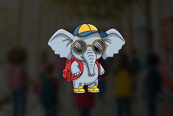 02 Elephant Back to School Vector Design: Graphics & Print Templates
