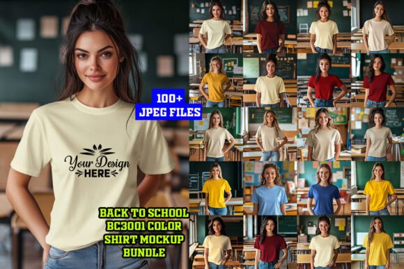 Back to School BC3001 Color Shirt Bundle: Graphics & Product Mockups