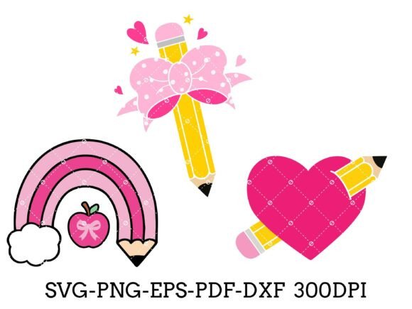 Back to School Pencil Bow Teacher SVG Graphics