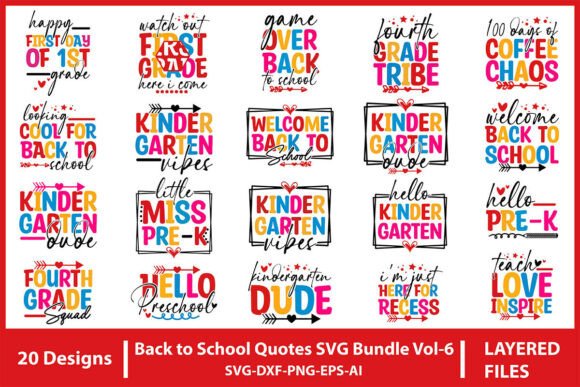Back to School Quotes SVG Bundle Vol-6: Graphics for T-Shirt Designs