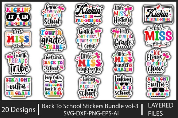 Back to School Stickers Bundle Vol-3: Graphics for T-Shirt Designs