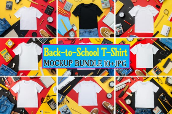 Back-to-School T-Shirt Mockup Bundle 07: Graphics for Real Product Mockups
