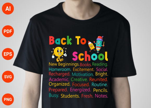 Back to School Words Teacher SVG Graphics for T-Shirt Designs