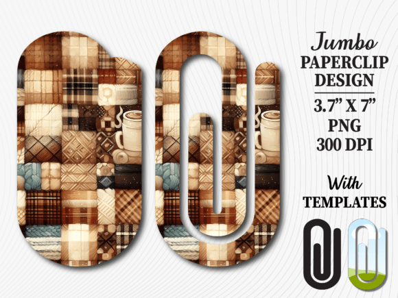 Coffee Brown Patchwork Jumbo Paperclip