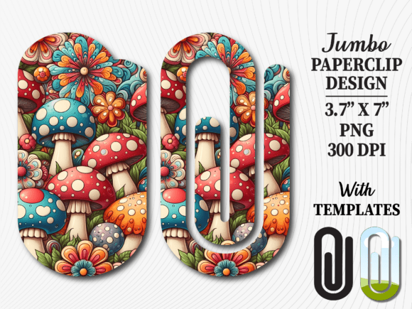 Mushroom Floral Garden Jumbo Paperclip
