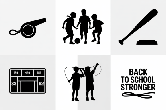 Sports and Back to School Icons SVG