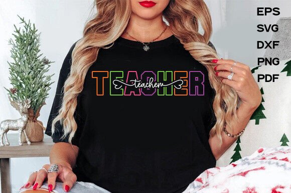 Stacked Teacher SVG Graphics for T-Shirt Designs