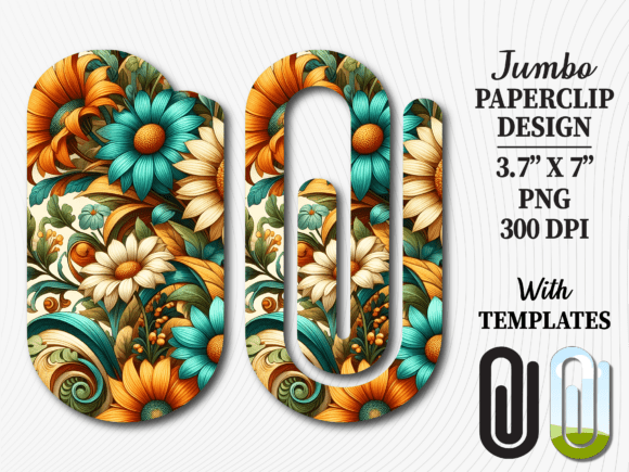 Sunflowers Pattern Jumbo Paperclip PNG: Graphics for Crafts & Content